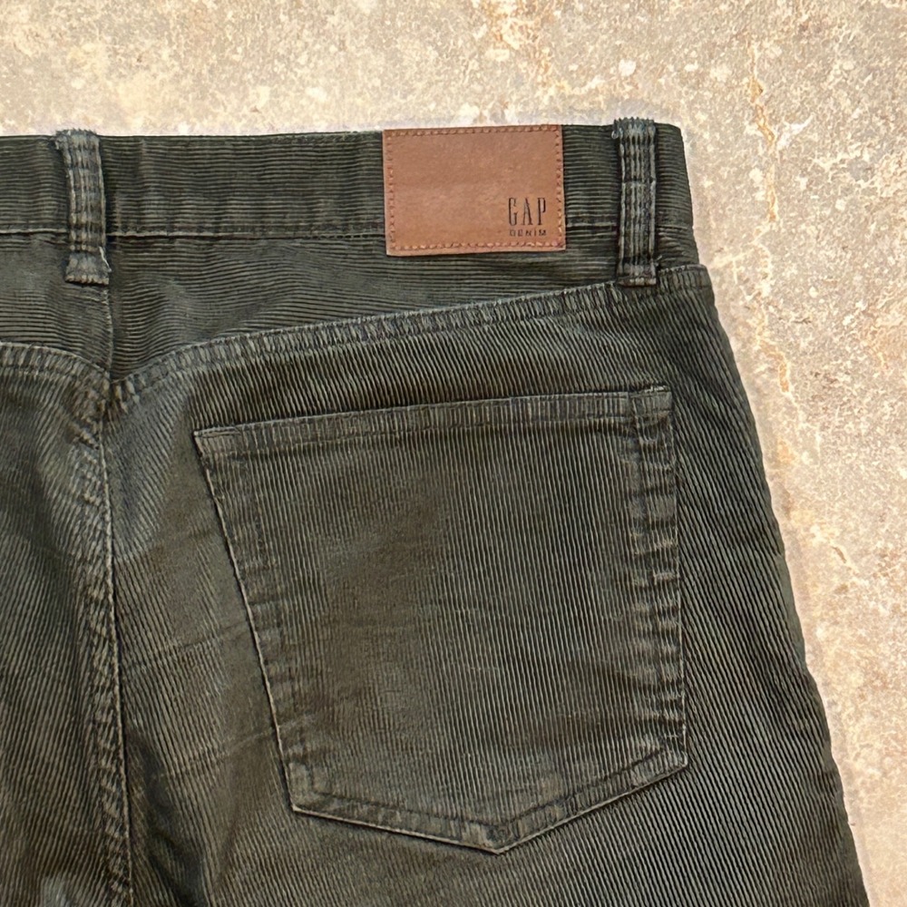 GAP Denim Mens 32x30 Olive Green Corduroy Skinny Pant Cotton Stretch Casual